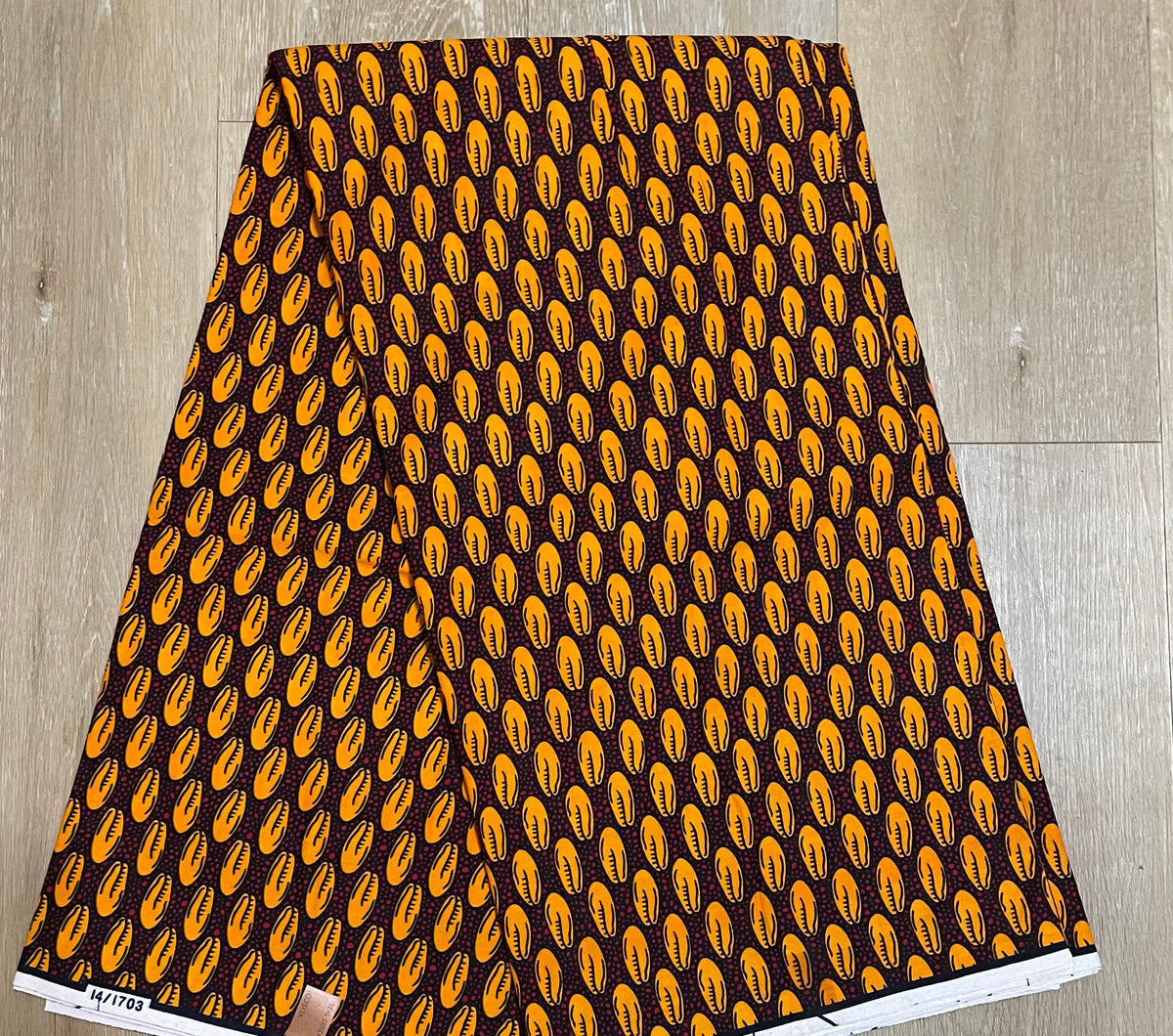 African print 2024 fabric, caramel brown Ankara fabric, cowrie print, 6 yards African fabric, face mask fabric