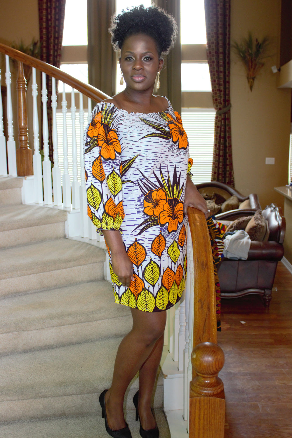 african print cotton dress Bazinriche African Women Clothing O-neck Cotton Robe Long Dresses Free Head Scarf Lady Maxi Size, Women's, Size: Small-USA6